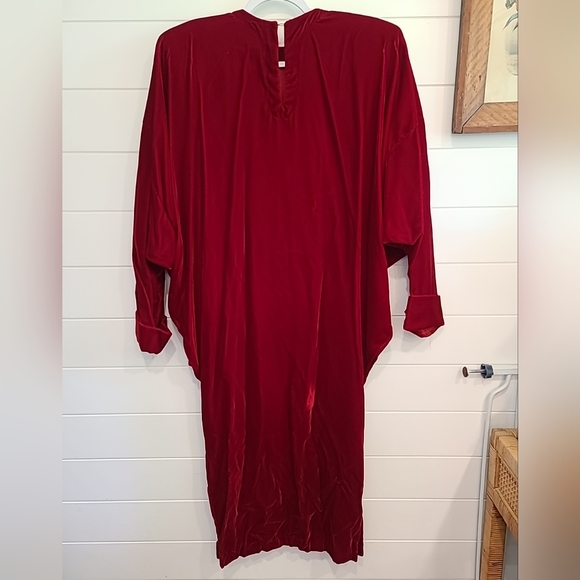 Norma Kamali Vintage Red Velvet Dress Medium M Avant Garde - Picture 4 of 6
